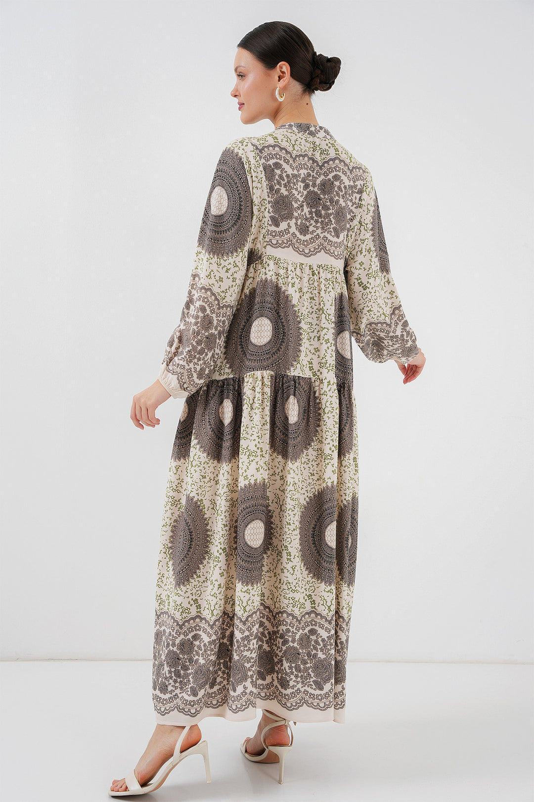 BGD Women Authentic Patterned Hijab Dress - DARK BROWN - Drogheda