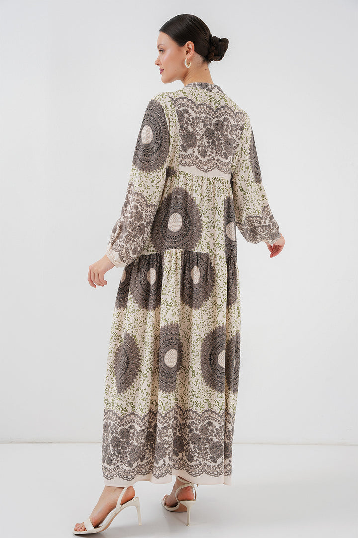 BGD Women Authentic Patterned Hijab Dress - DARK BROWN - Drogheda