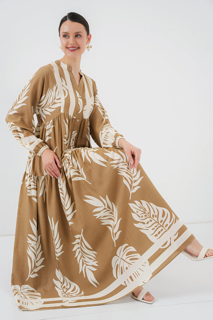 BGD Women Authentic Patterned Hijab Dress - Fawn - Macon