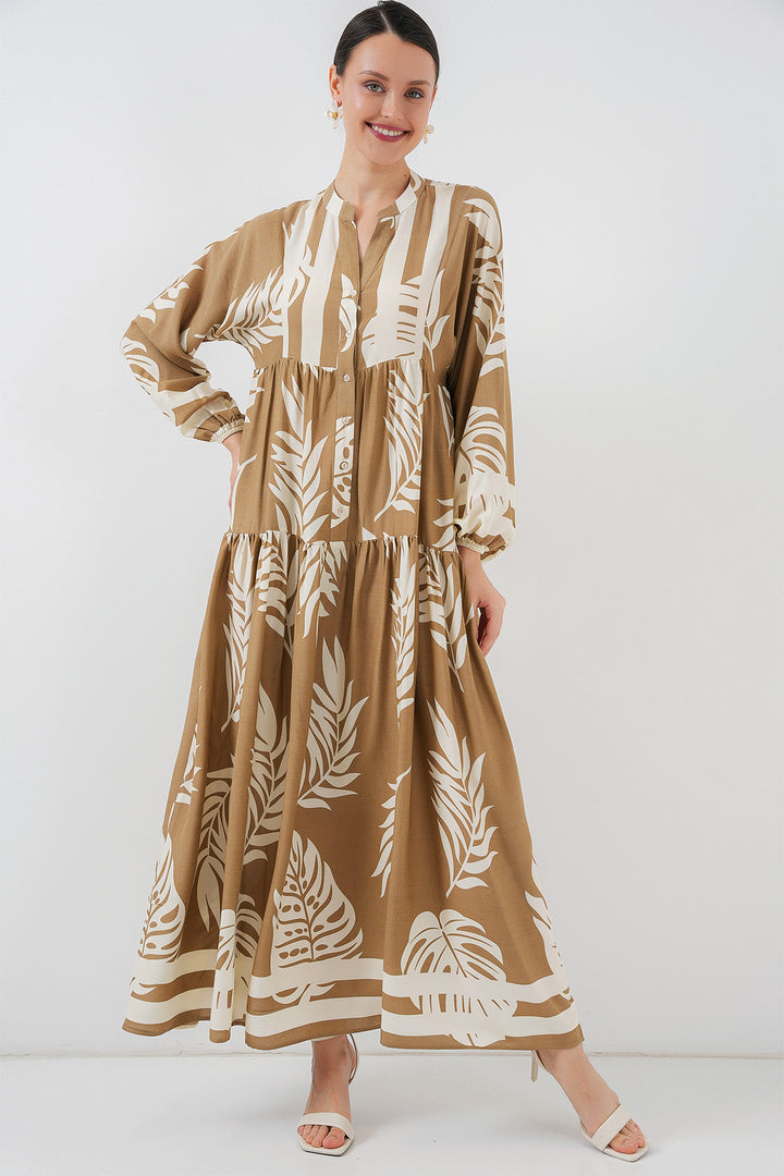 BGD Women Authentic Patterned Hijab Dress - Fawn - Macon
