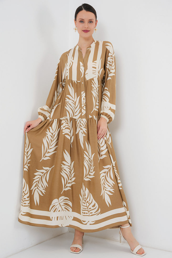 BGD Women Authentic Patterned Hijab Dress - Fawn - Macon