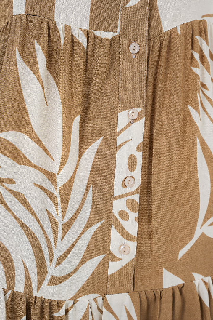 BGD Women Authentic Patterned Hijab Dress - Fawn - Macon