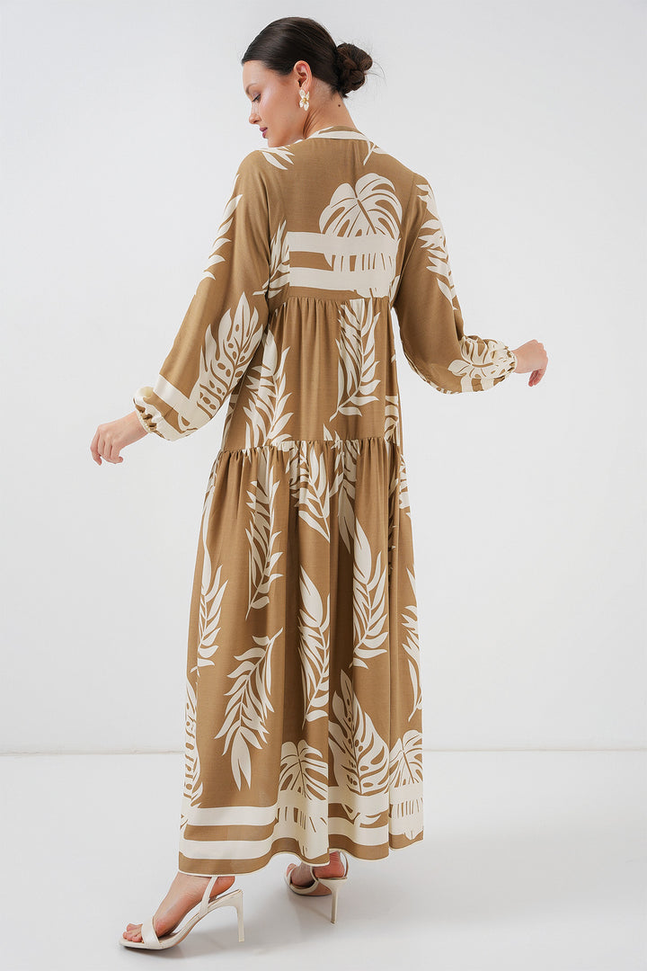 BGD Women Authentic Patterned Hijab Dress - Fawn - Macon