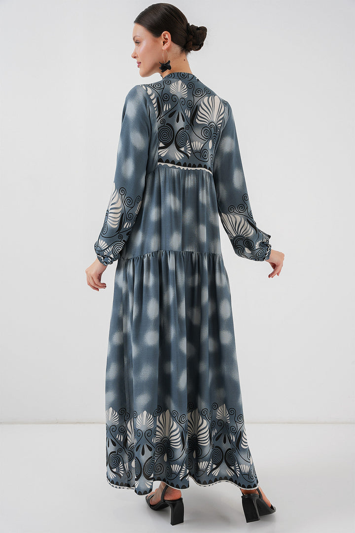 BGD Women Authentic Patterned Hijab Dress - Gray - Costa Mesa