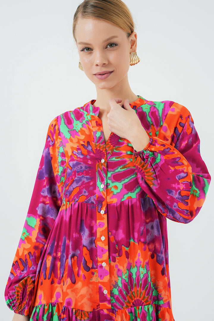 BGD Women Authentic Patterned Hijab Dress - H. Fuchsia - Famalicão