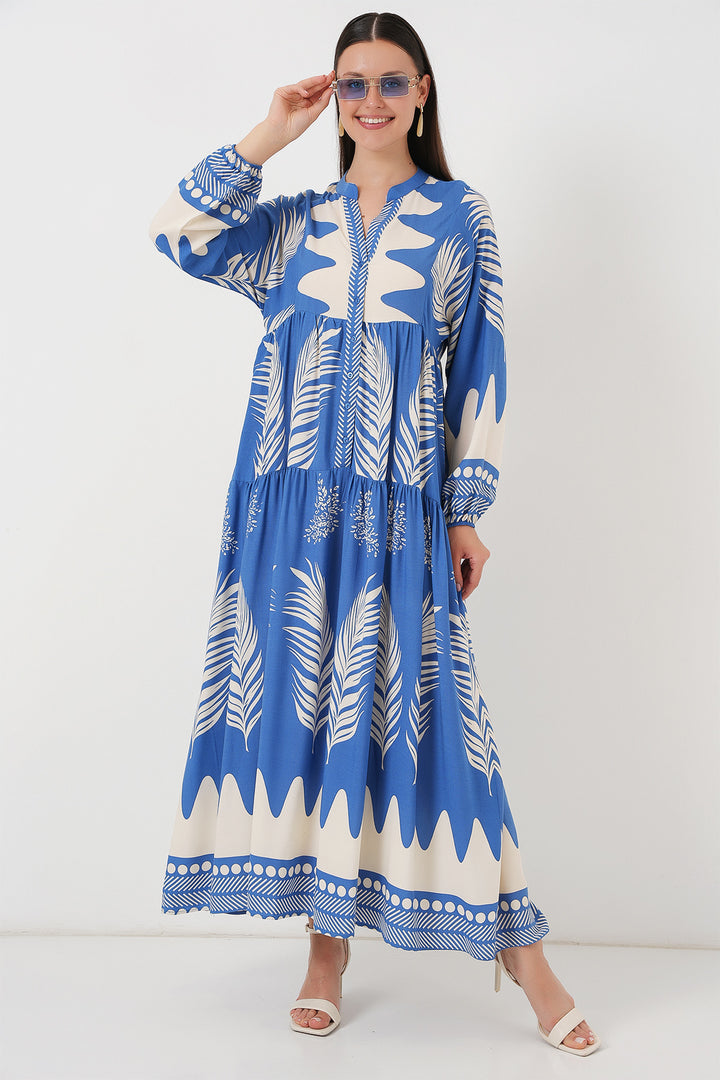 BGD Women Authentic Patterned Hijab Dress - H. Indigo - Schwäbisch Gmünd