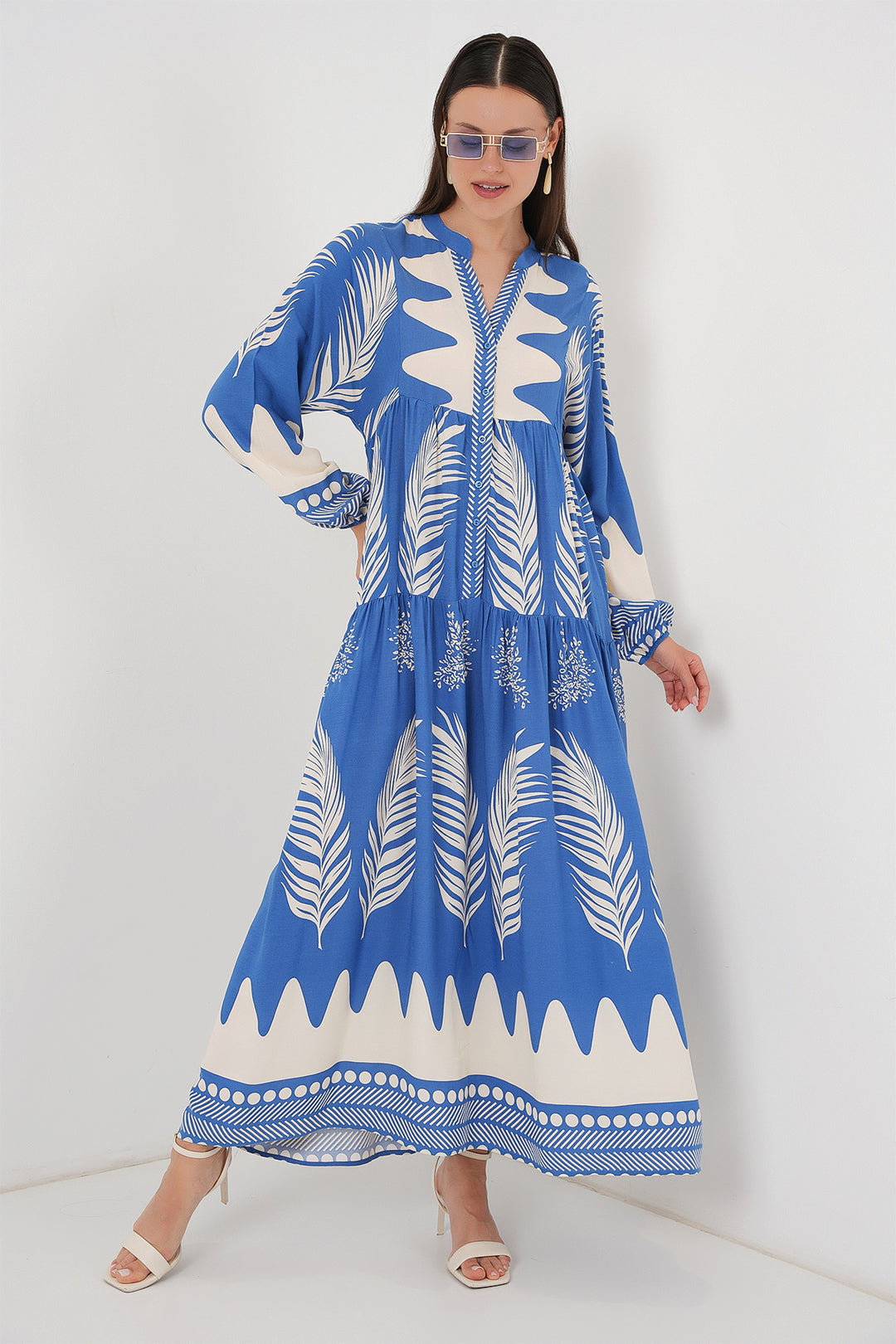 BGD Women Authentic Patterned Hijab Dress - H. Indigo - Schwäbisch Gmünd