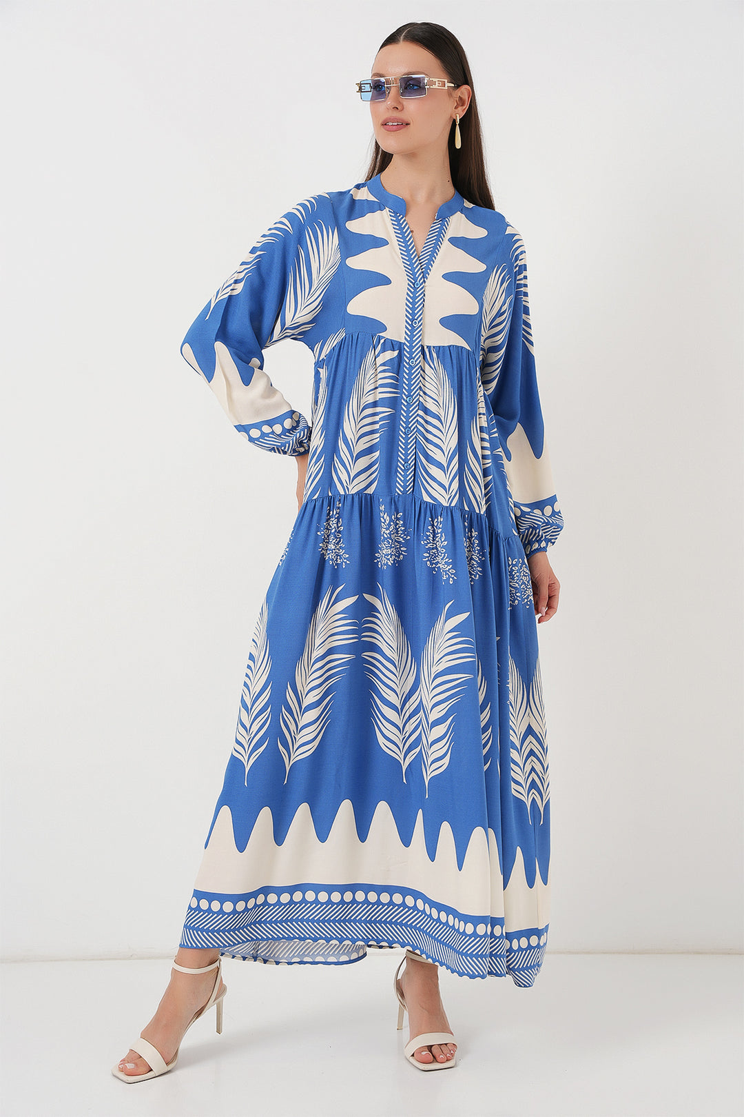 BGD Women Authentic Patterned Hijab Dress - H. Indigo - Schwäbisch Gmünd