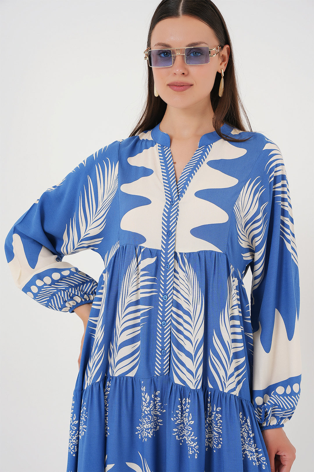 BGD Women Authentic Patterned Hijab Dress - H. Indigo - Schwäbisch Gmünd