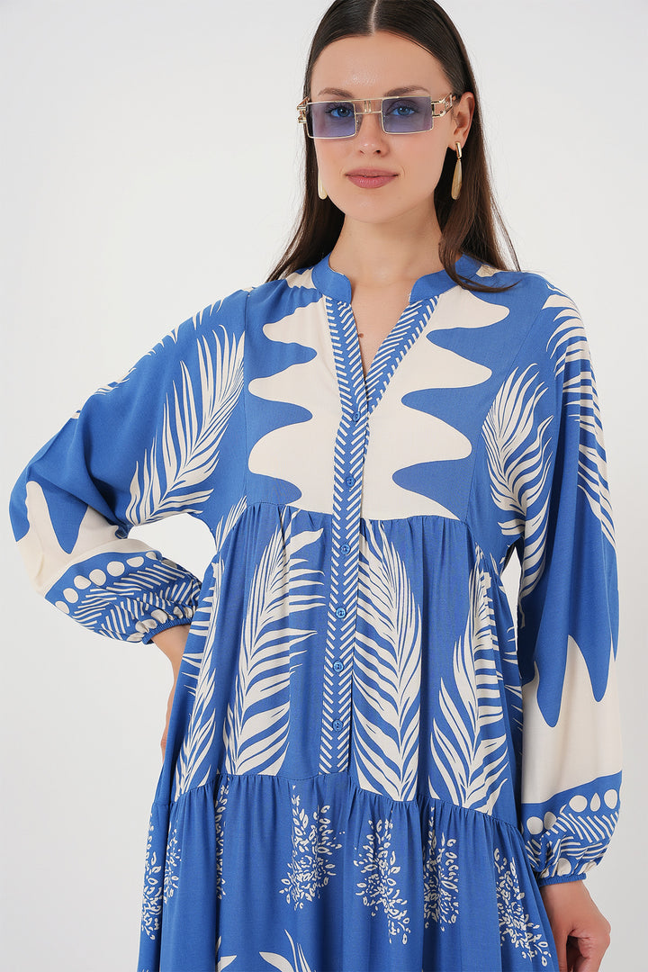 BGD Women Authentic Patterned Hijab Dress - H. Indigo - Schwäbisch Gmünd