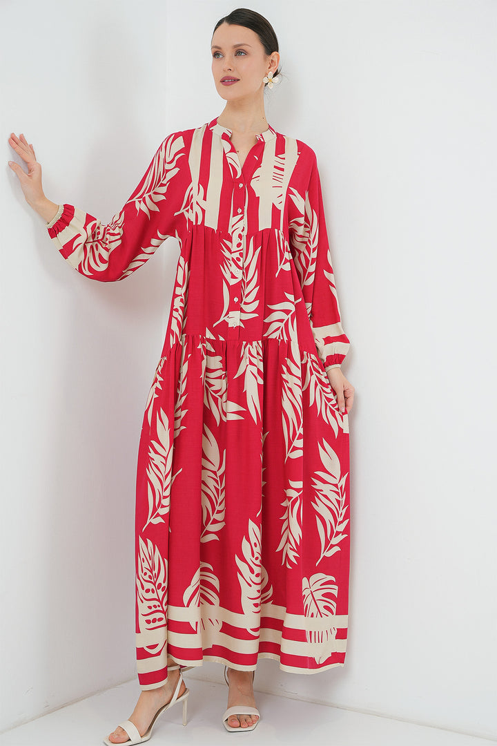 BGD Women Authentic Patterned Hijab Dress - H. Red - Dolores Hidalgo Cuna de la Independencia Nacional
