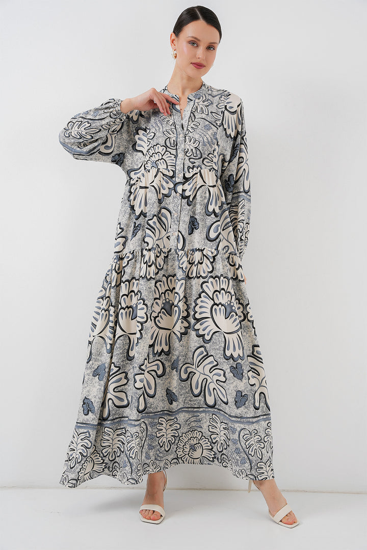 BGD Women Authentic Patterned Hijab Dress - K. Anthracite - Round Rock
