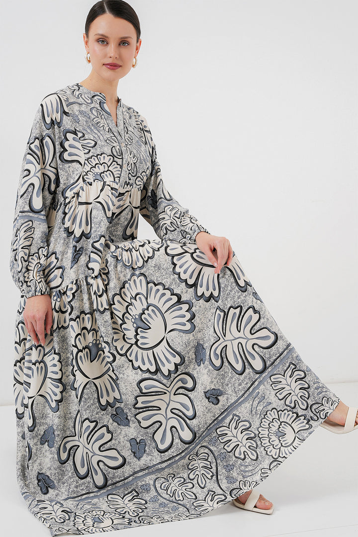 BGD Women Authentic Patterned Hijab Dress - K. Anthracite - Round Rock