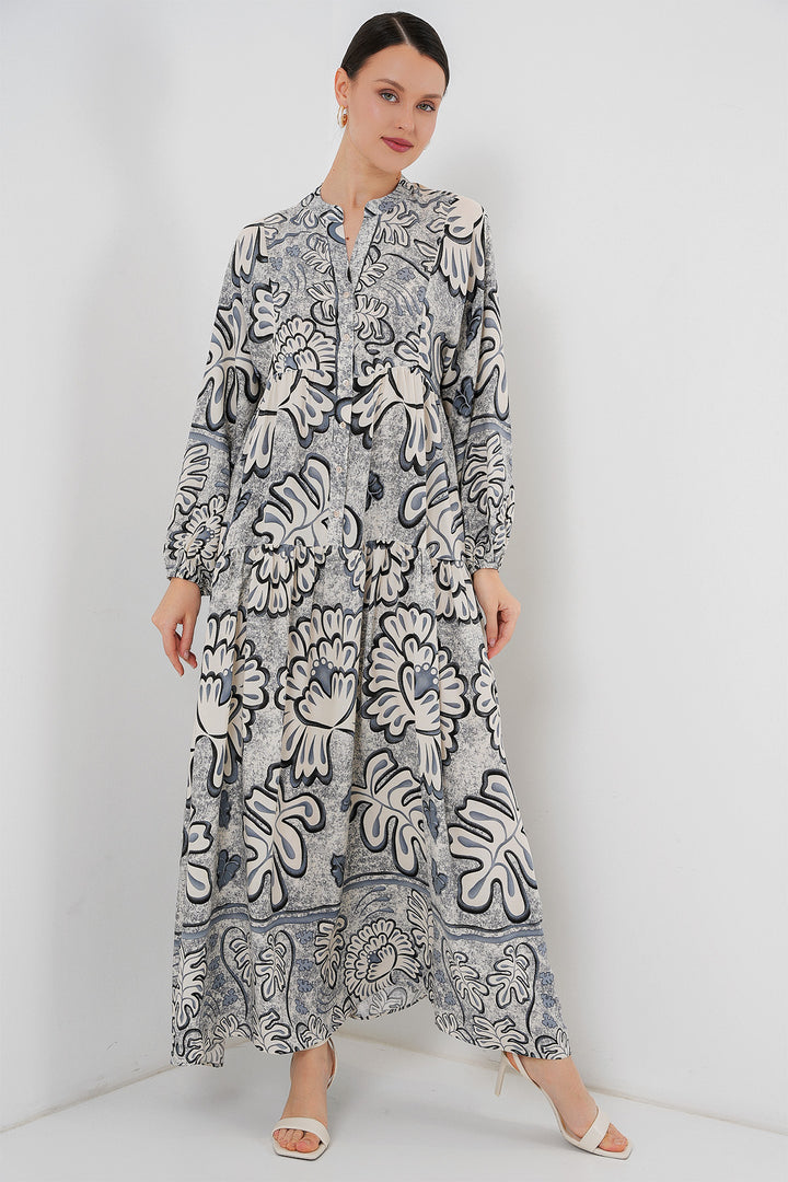 BGD Women Authentic Patterned Hijab Dress - K. Anthracite - Round Rock