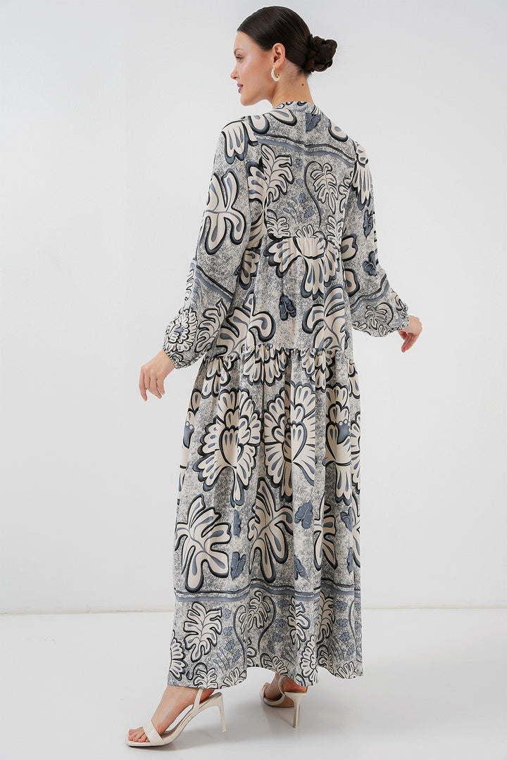 BGD Women Authentic Patterned Hijab Dress - K. Anthracite - Round Rock