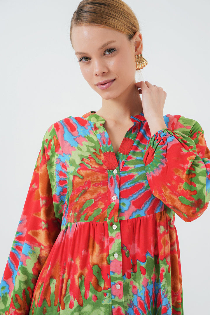 BGD Women Authentic Patterned Hijab Dress - L. Red - Poway
