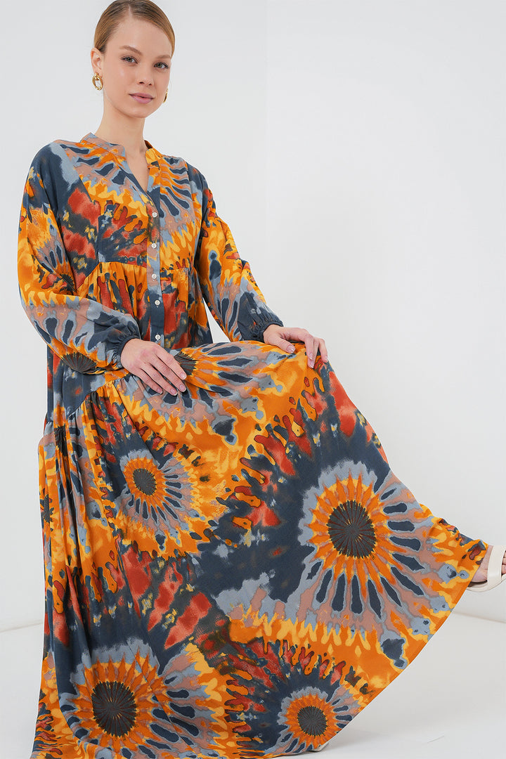 BGD Women Authentic Patterned Hijab Dress - L. Orange - Eastvale