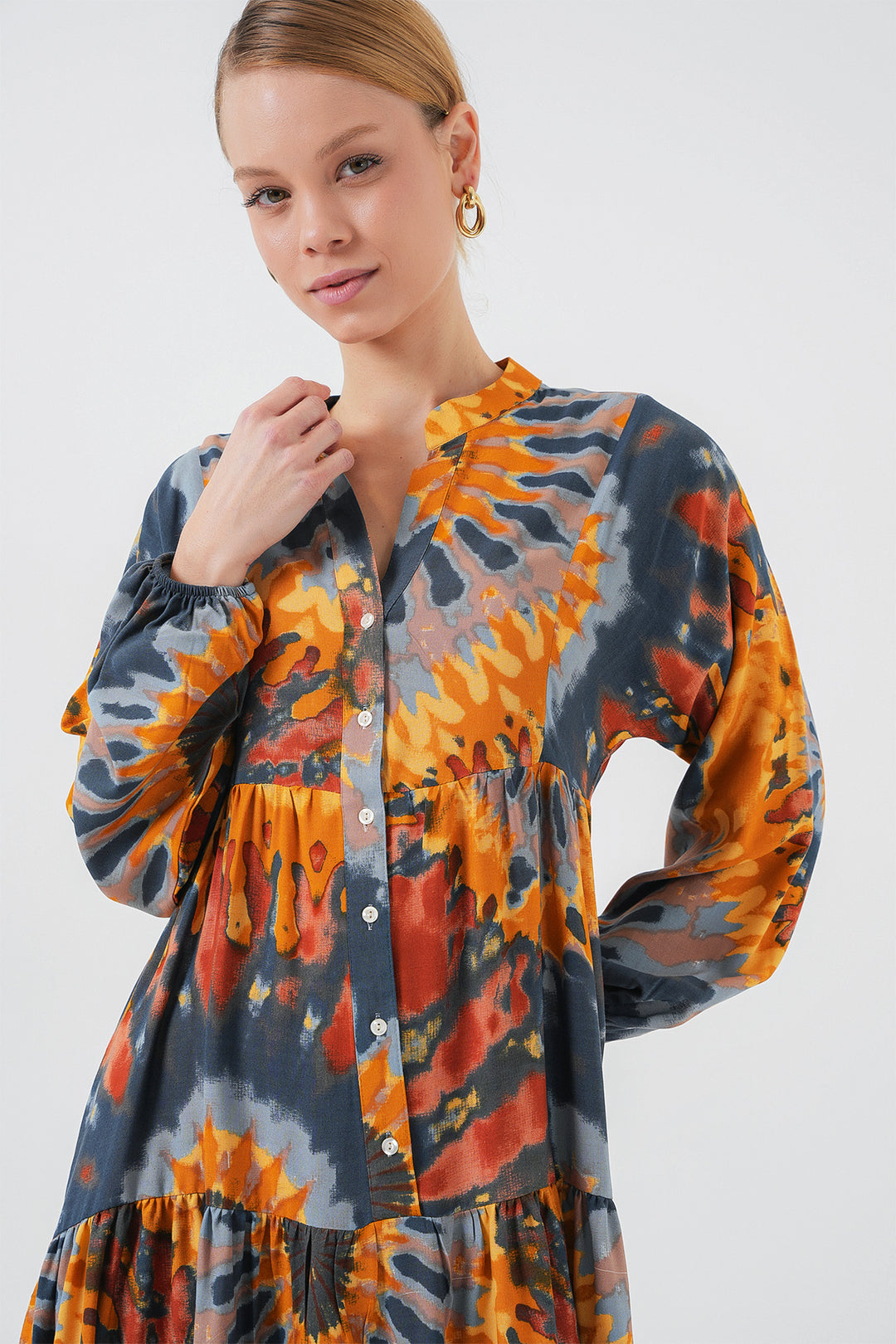 BGD Women Authentic Patterned Hijab Dress - L. Orange - Eastvale
