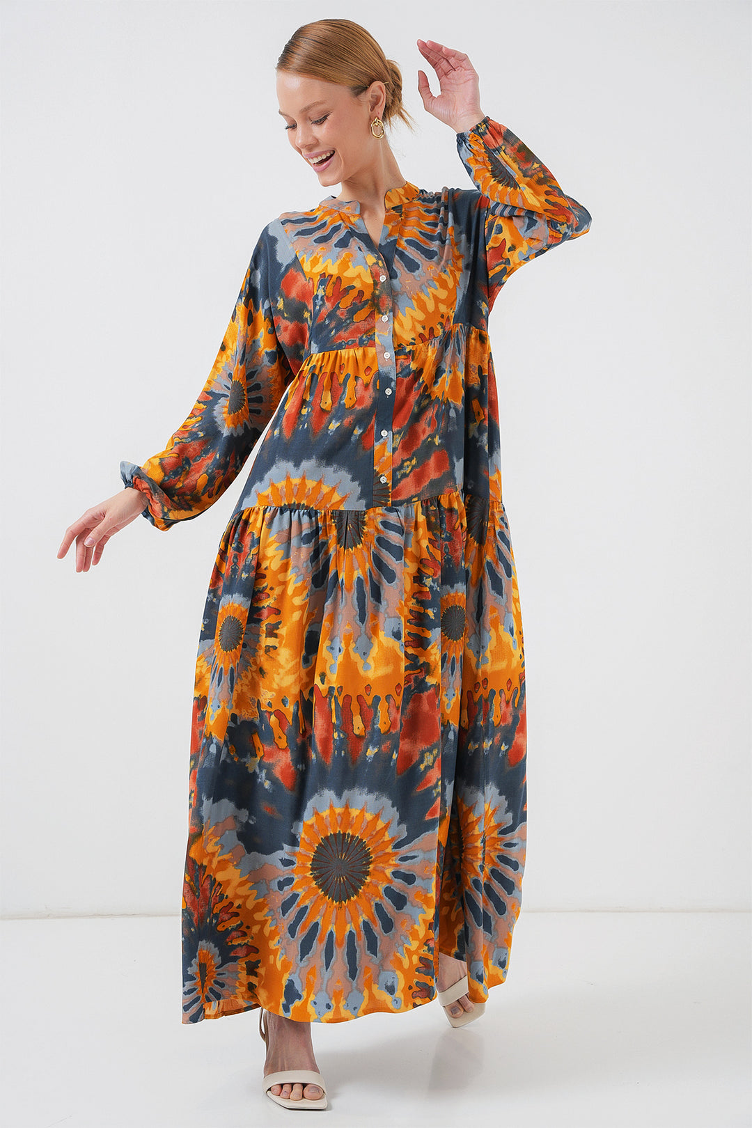 BGD Women Authentic Patterned Hijab Dress - L. Orange - Eastvale