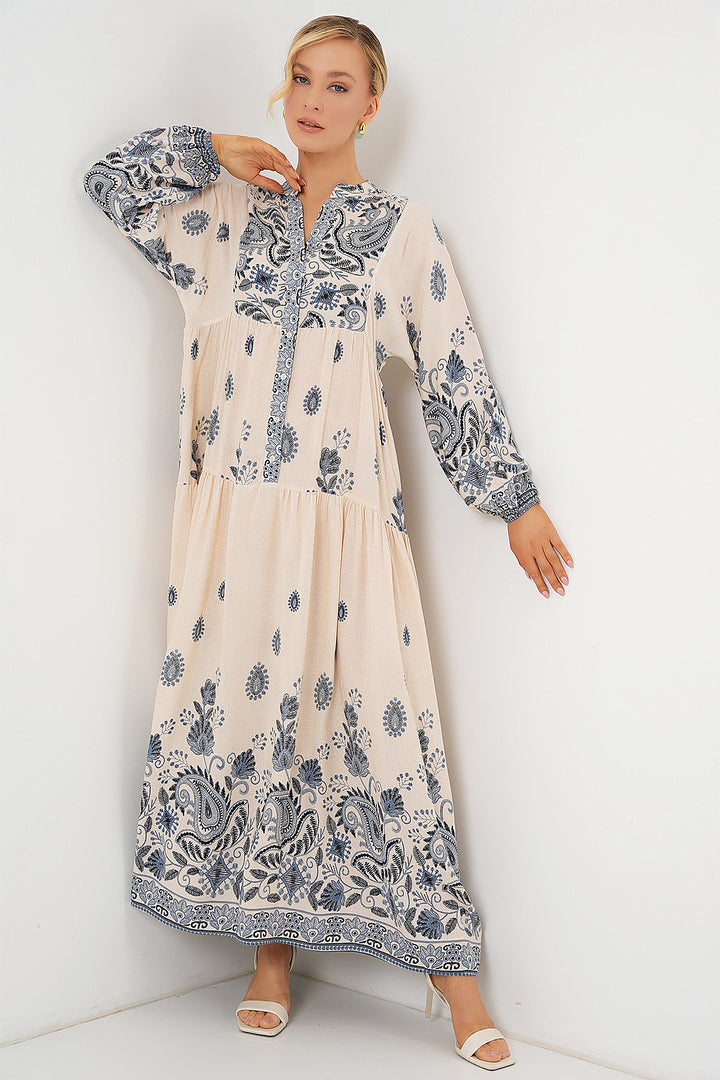 BGD Women Authentic Patterned Hijab Dress - Navy Blue 12 - Marietta
