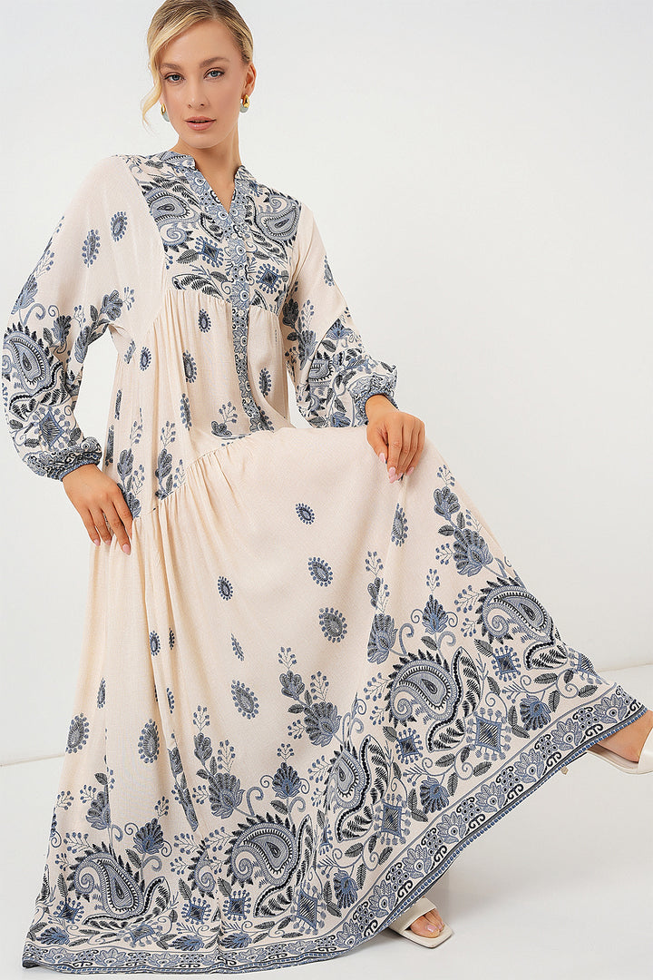 BGD Women Authentic Patterned Hijab Dress - Navy Blue 12 - Marietta