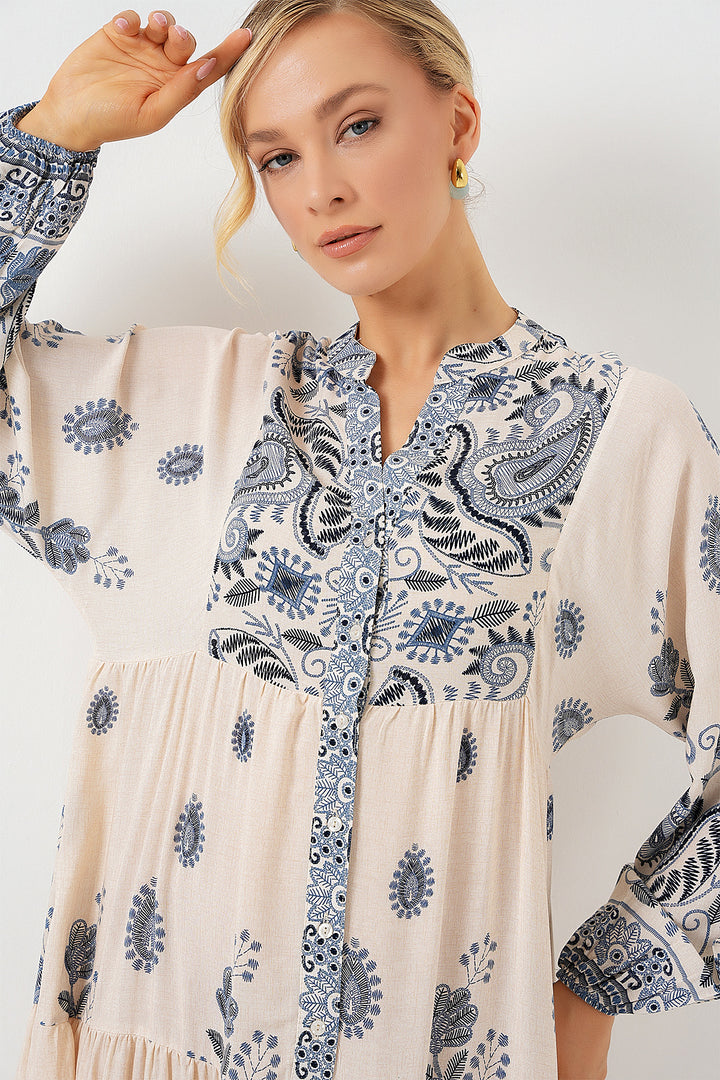 BGD Women Authentic Patterned Hijab Dress - Navy Blue 12 - Marietta