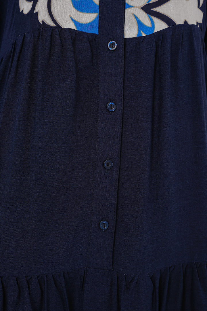BGD Women Authentic Patterned Hijab Dress - Navy Blue 4 - Olney