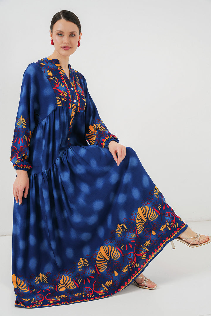 BGD Women Authentic Patterned Hijab Dress - Navy Blue 5 - Reutlingen