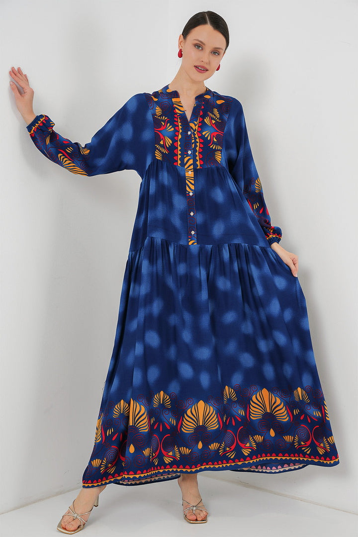 BGD Women Authentic Patterned Hijab Dress - Navy Blue 5 - Reutlingen