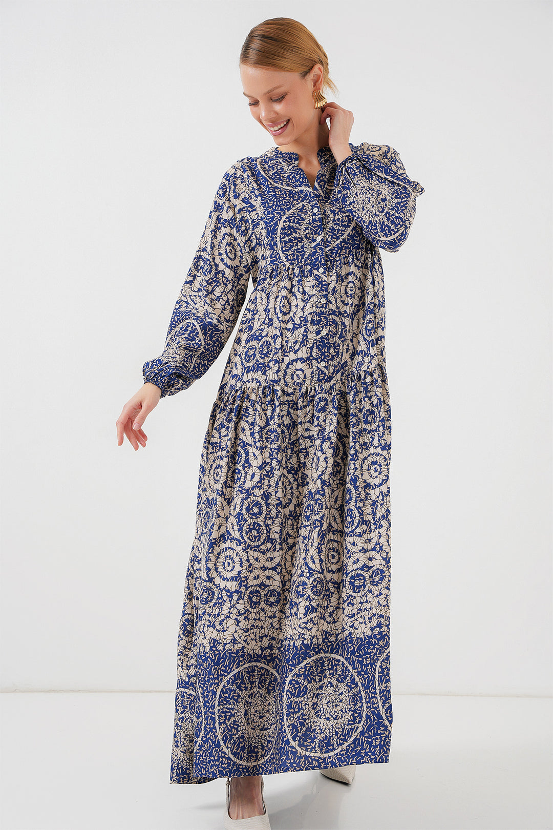 BGD Women Authentic Patterned Hijab Dress - Navy Blue 7 - Boulogne-Billancourt