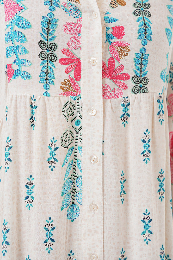BGD Women Authentic Patterned Hijab Dress - M. Blue - Goshen
