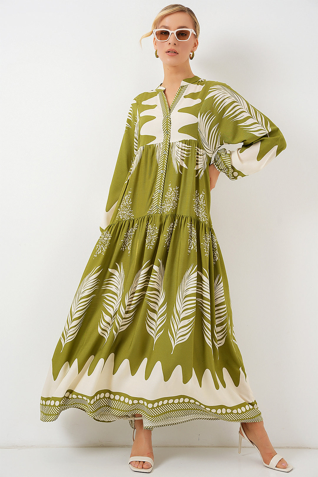 BGD Women Authentic Patterned Hijab Dress - Mint Green - Elgin