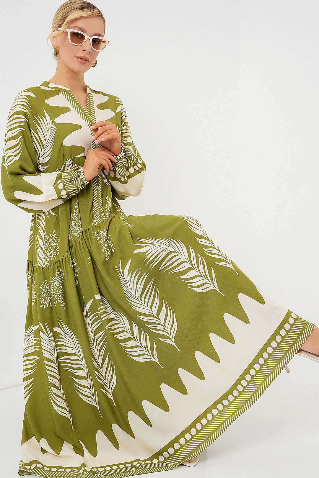 BGD Women Authentic Patterned Hijab Dress - Mint Green - Elgin