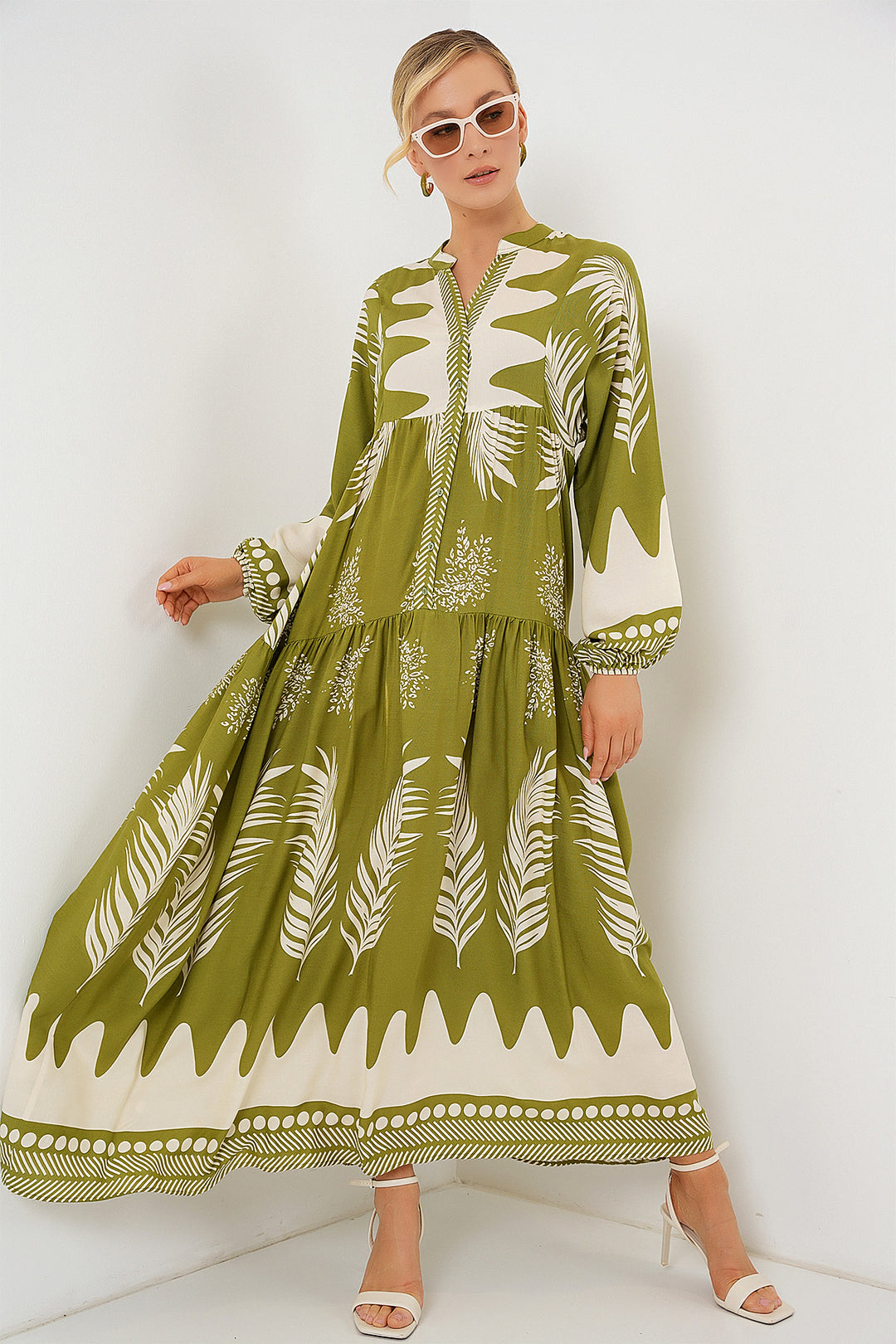 BGD Women Authentic Patterned Hijab Dress - Mint Green - Elgin