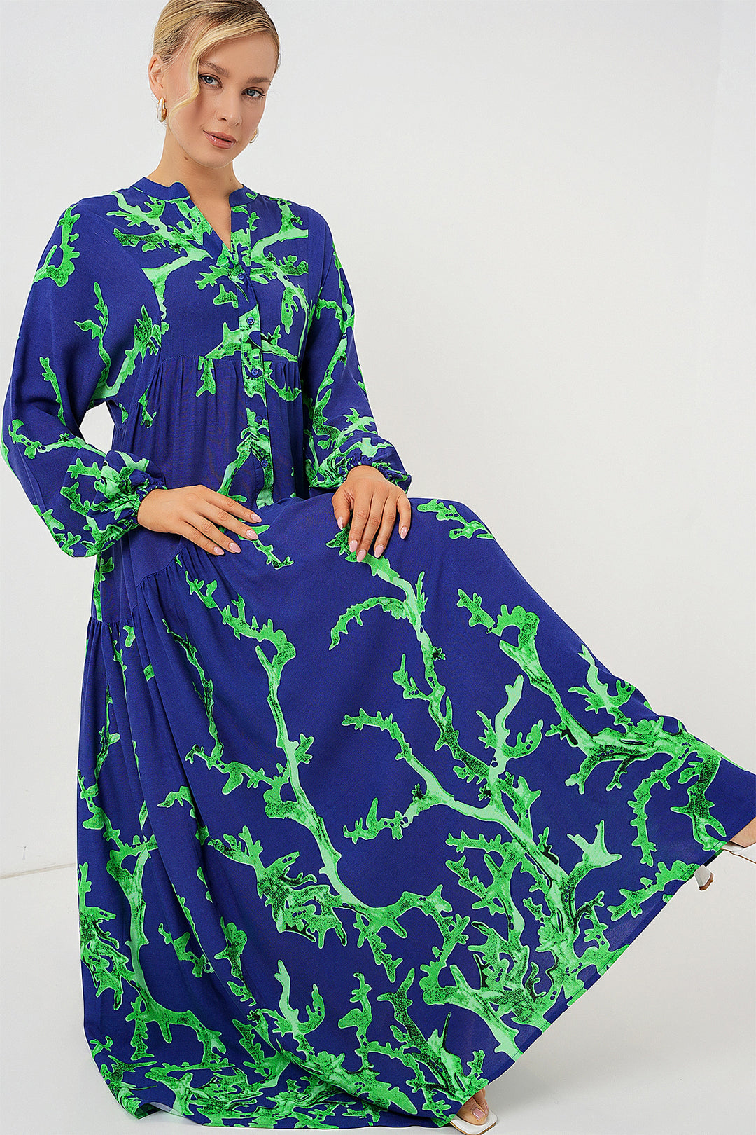 BGD Women Authentic Patterned Hijab Dress - PURPLE-GREEN - Antratsyt