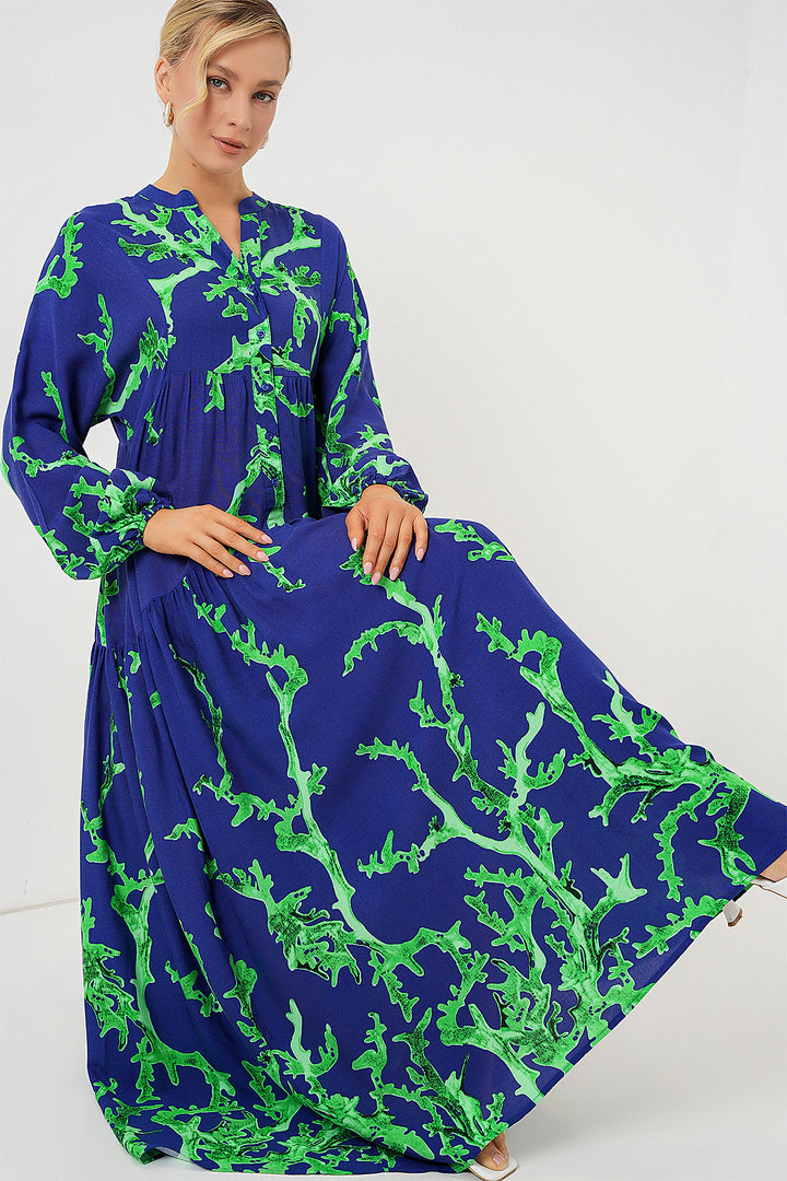 BGD Women Authentic Patterned Hijab Dress - PURPLE-GREEN - Antratsyt
