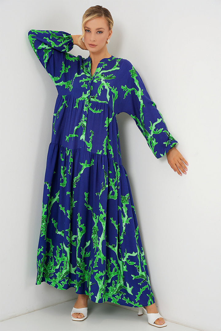 BGD Women Authentic Patterned Hijab Dress - PURPLE-GREEN - Antratsyt