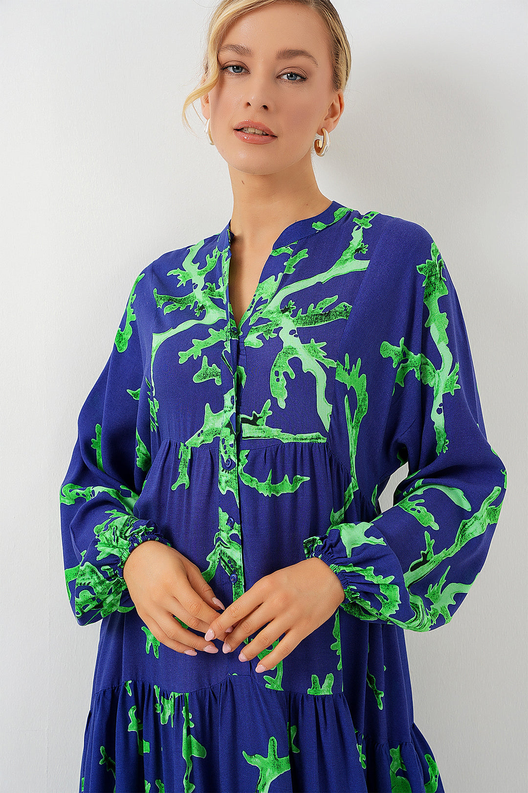 BGD Women Authentic Patterned Hijab Dress - PURPLE-GREEN - Antratsyt