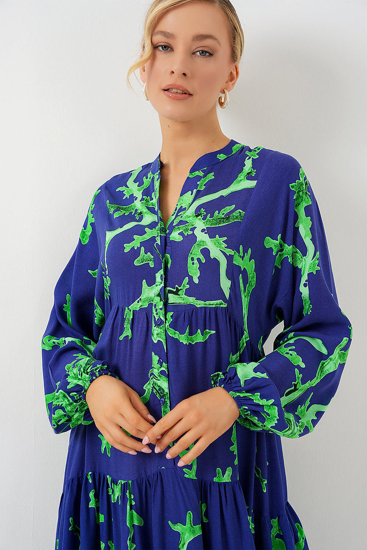 BGD Women Authentic Patterned Hijab Dress - PURPLE-GREEN - Antratsyt