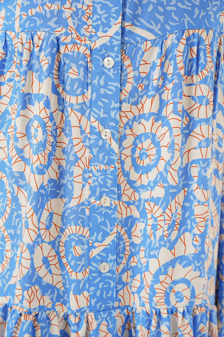 BGD Women Authentic Patterned Hijab Dress - S. Blue - Edina
