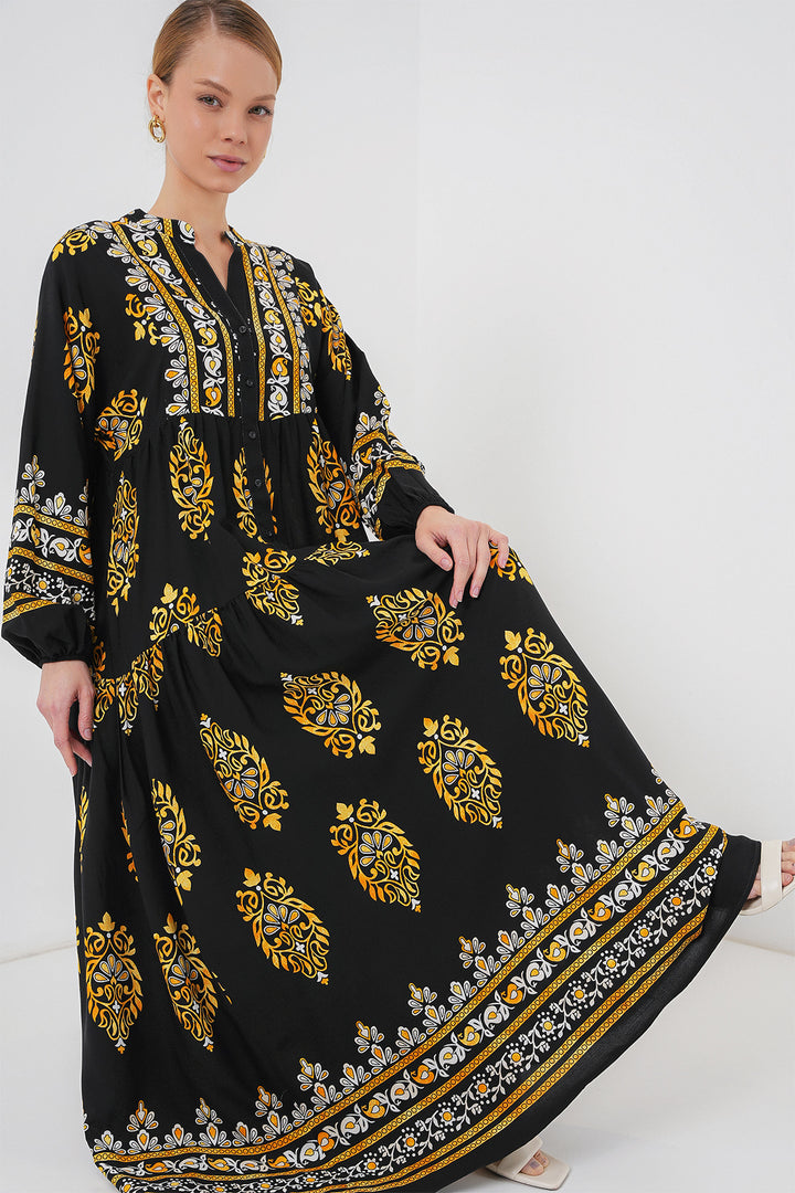 BGD Women Authentic Patterned Hijab Dress - Black 6 - Alghero