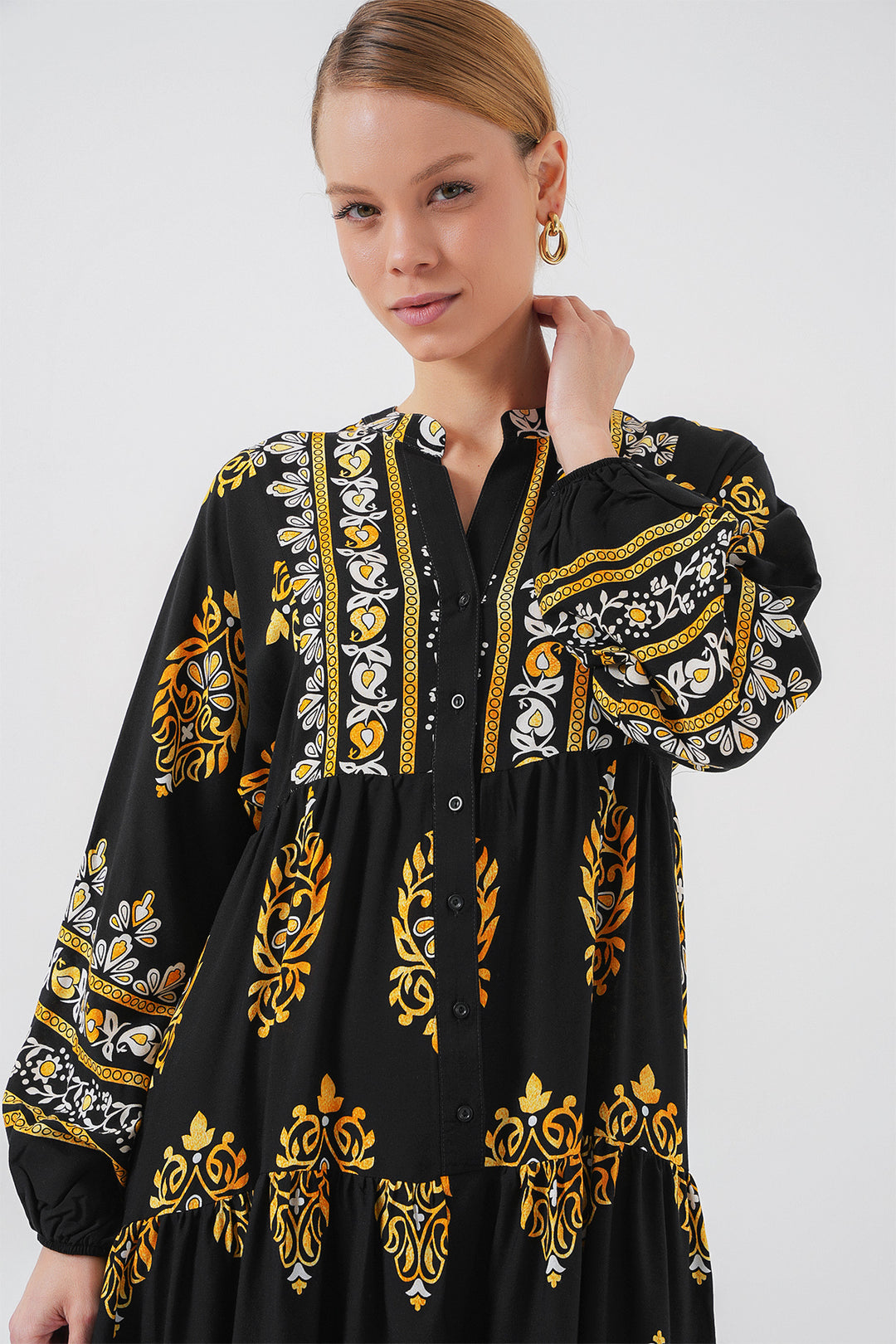 BGD Women Authentic Patterned Hijab Dress - Black 6 - Alghero
