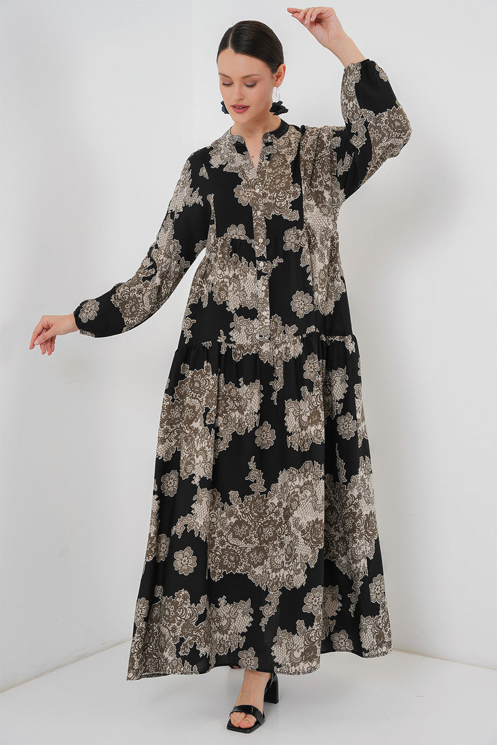 BGD Women Authentic Patterned Hijab Dress - Black 7 - Braga