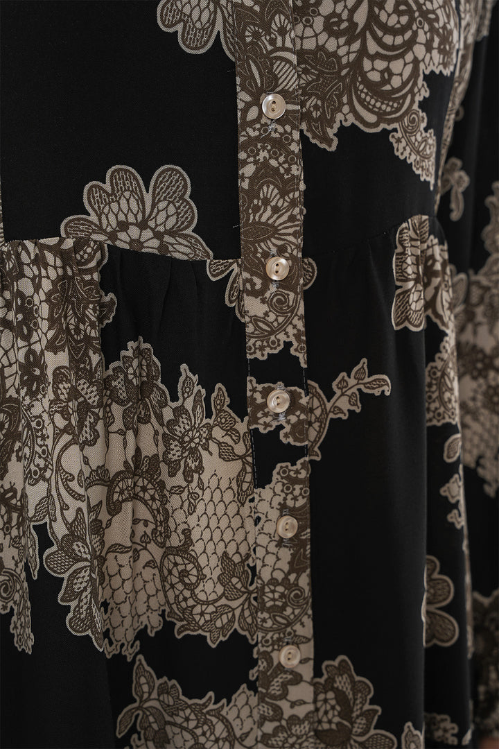 BGD Women Authentic Patterned Hijab Dress - Black 7 - Braga