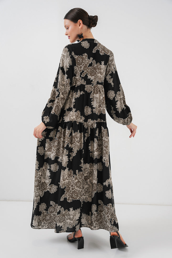 BGD Women Authentic Patterned Hijab Dress - Black 7 - Braga