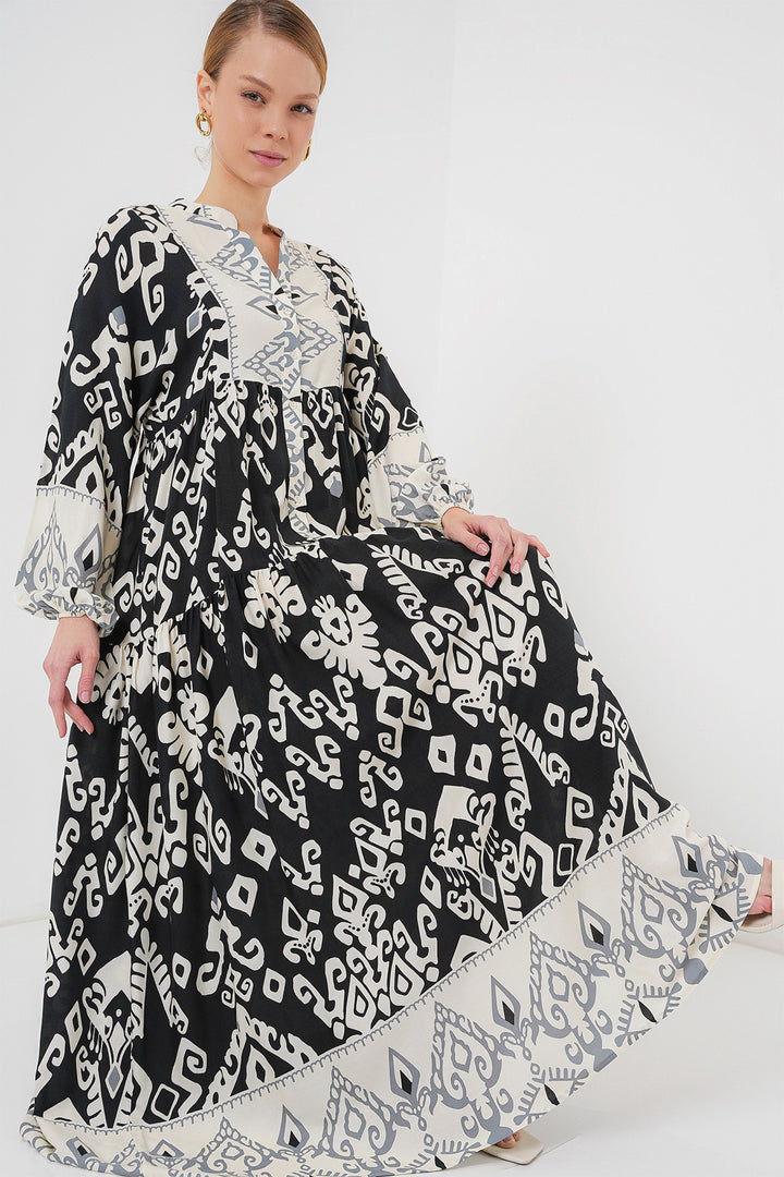 BGD Women Authentic Patterned Hijab Dress - Black 8 - Nova Kakhovka