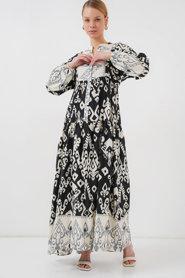 BGD Women Authentic Patterned Hijab Dress - Black 8 - Nova Kakhovka