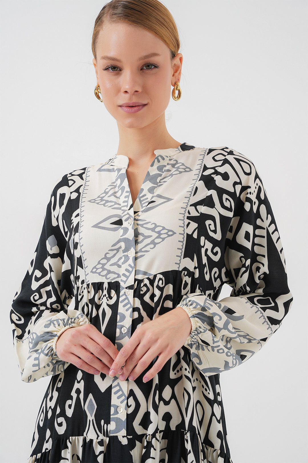 BGD Women Authentic Patterned Hijab Dress - Black 8 - Nova Kakhovka