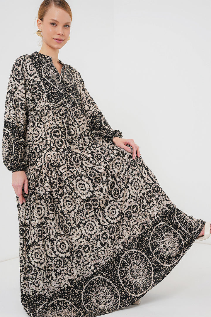 BGD Women Authentic Patterned Hijab Dress - Black 9 - Taxco de Alarcón