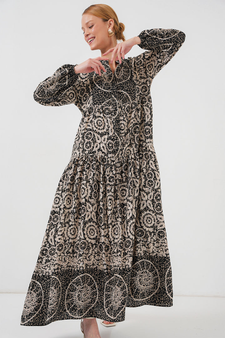 BGD Women Authentic Patterned Hijab Dress - Black 9 - Taxco de Alarcón